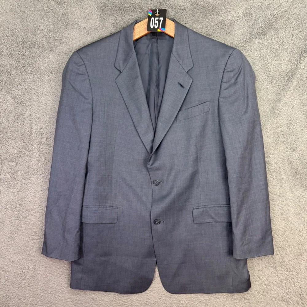 Burberry London Blazer Mens 42L Grey Pure New Wool 2 Button Sport Coat Jacket